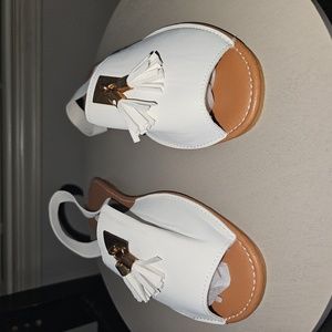 White Sandals with Gold .